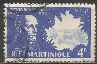 Мартиника. Виктор Шельчер. Политик. Карта страны. 1945г. Mi#220.