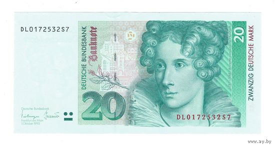 Германия ФРГ 20 марок 1993 года. Состояние UNC!
