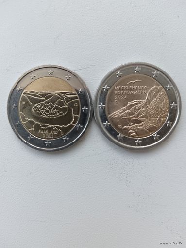 Монеты Германии. Саар 25 G  и Мекленбург 24J. Цена за одну.