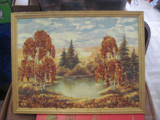 Картина из янтарной крошки 43х33 см.
