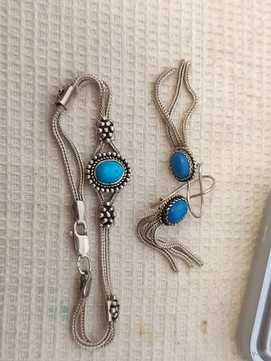 Серьги. Браслет. 925пр.