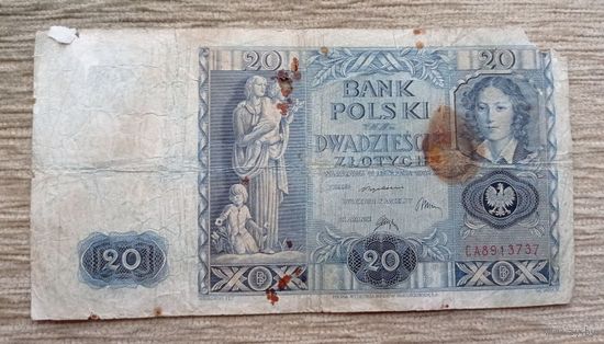 Werty71 Польша 20 злотых 1936 банкнота