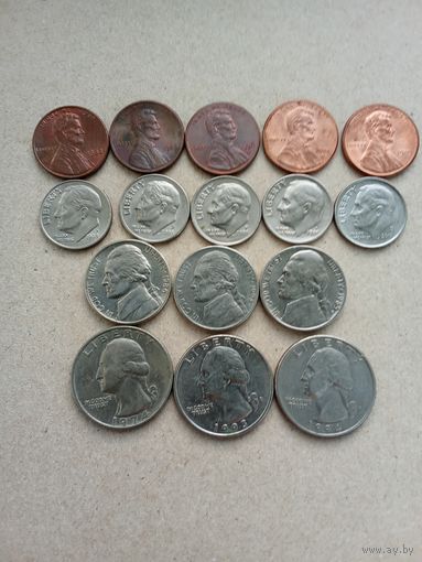 США 1,5,10,25 центов 1974-2011 г. Старт с 1,0 рубля!!!