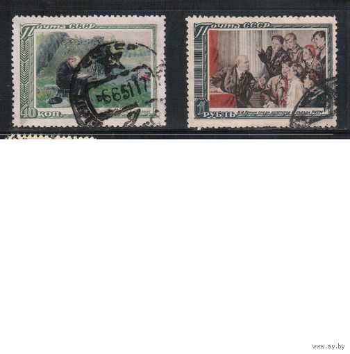 СССР-1951, (Заг.1509-1510) , гаш. , 27-лет смерти Ленина , Живопись(полная серия)