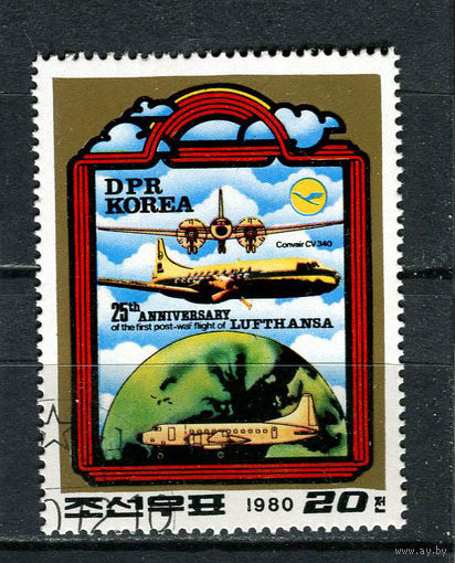 Северная Корея (КНДР) - 1980 - Авиация 20Ch - [Mi.2062] - 1 марка. Гашеная.  (Лот 55HP)-T2P41