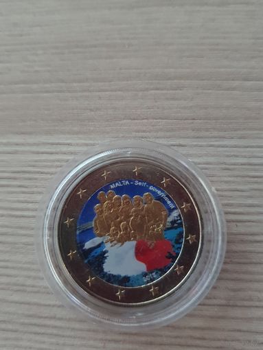 2 евро 2013 год, Мальта, Собственное правительство, ЦВЕТНАЯ   в капсуле, UNC