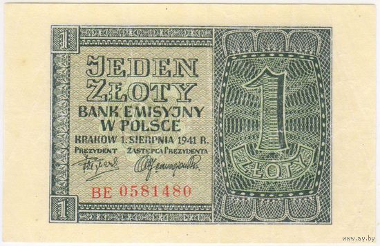 1 злотый 1941 г.  Польша ХF!!!