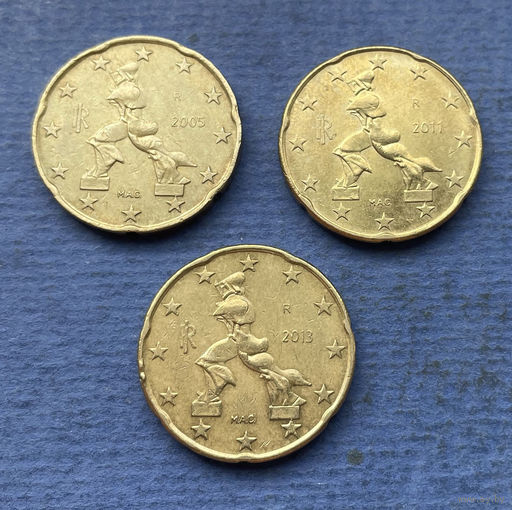 Италия 20 евроцентов 2005, 2011, 2013