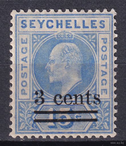 73.BrKSe. Великобритания. Колонии. Сейшельские острова. Эдуард. Стандарт. Надпечатка нового номинала. 3C. 1903 г. Mi.#49.