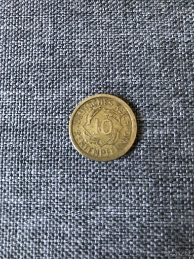 Монета 10 пфеннигов (rentenpfennig), A, 1924 г. Германия