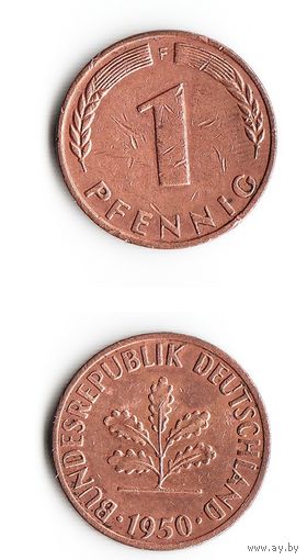 1 пфенниг Германия 1950 года(F)