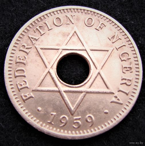 Нигерия. 1/2 пенни 1959 год  KM#1   Тираж: 52.800.000 шт