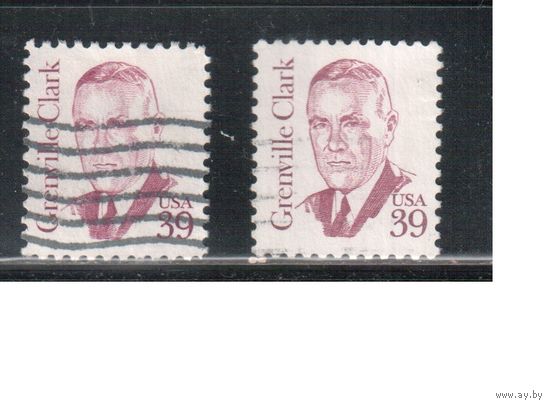 США-1985, (Мих.1730 А+F) , гаш., Стандарт, Личности, Юрист (одиночка), 2 зубцовки(2)