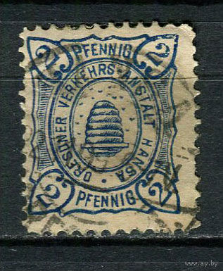 Германия - Дрезден (Ганза) - Местные марки - 1894/1900 - Пчелиный улей 2Pf - [Mi.110b] - 1 марка. Гашеная.  (Лот 80Dc)