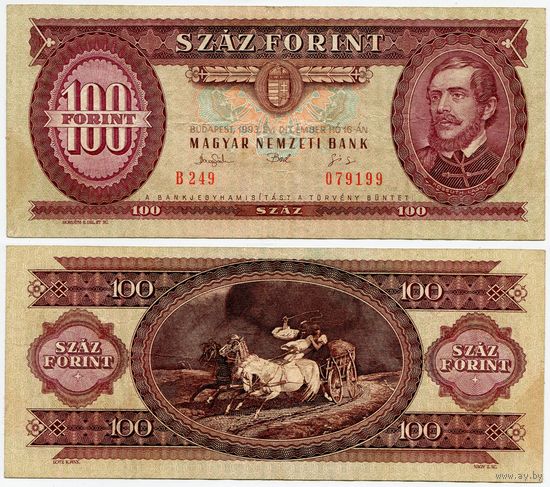 Венгрия. 100 форинтов (образца 1993 года, P174b)