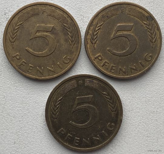 Германия 5 пфеннигов 1980 г. F. Цена за 1 шт.