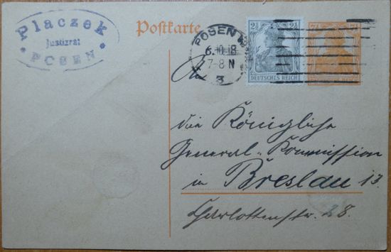 Пруссия (Позен) 1918 г.
