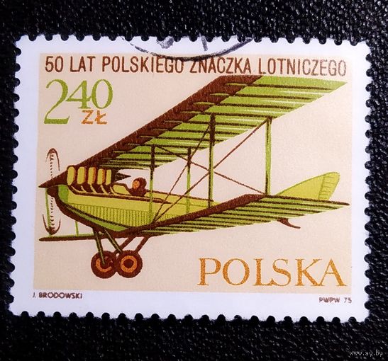 Марка Польша 1975 год 50 лет польской авиапочте