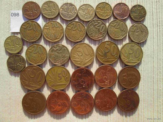 30 монет ЮАР без повторов