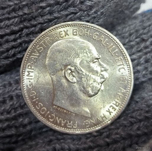 2 кроны 1913 Австро-Венгрия - портретное серебро! Множество лучей!
