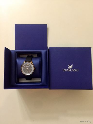 SWAROVSKI - Octea Nova Часы Кожаный ремешок, Черный кристалл, PVD-покрытие оттенка розового золота