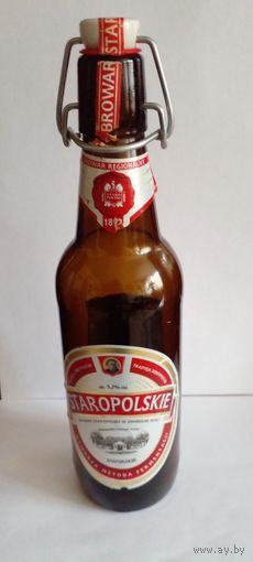 Бутылка от пива.Польша ,,Старопольское" с бугельной пробкой.Оригинал.
