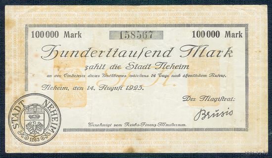 Германия 100.000 марок 1923 год.