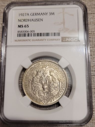 3 марки 1927 Нордхаузен NGC ms 65