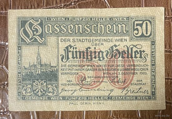 Нотгельд Австрия Вена 50 геллеров 1920 год
