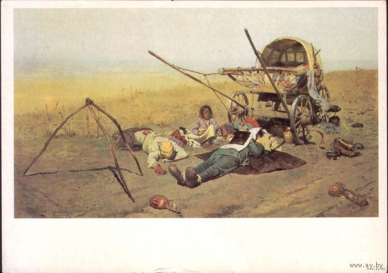 С.В. Иванов. В дороге. Смерть переселенца. Изобразительное искусство, 1988 г.