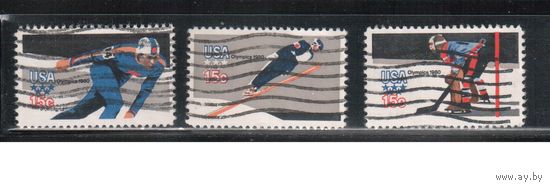 США-1980, (Мих.1411-1414) , гаш.  , Спорт, ОИ-1980, 3 марки(1)
