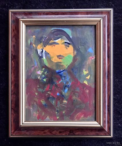 Акулов В.И. "Образ мальчика при лунном свете", 2017г. Дерево, акрил. Размеры 23,5/18 см., с рамой 32/26 см.