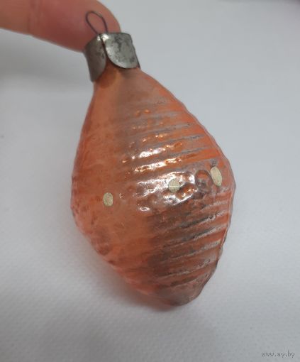 Ёлочная игрушка оранжевый Фонарик, стекло. СССР