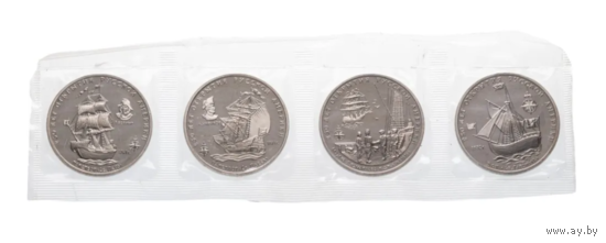 Набор из 4-х жетонов Межнумизматика 250 лет открытия Русской Америки ММД 1991 год