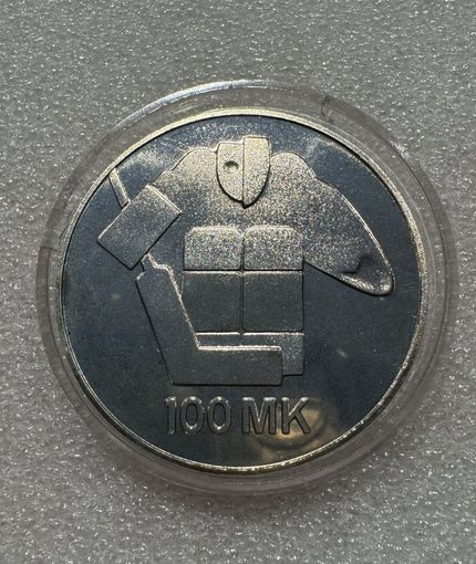100 марок 1991 хоккей Финляндия 24г 830 проба
