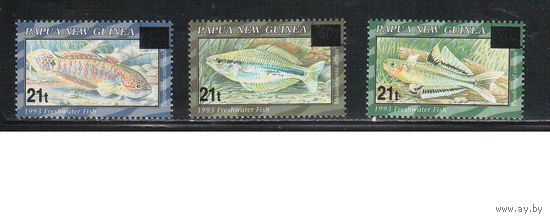 Папуа Новая-Гвинея-1995 (Мих.747-749) , ** , Морская фауна,Рыбы , Надп.(полная серия)