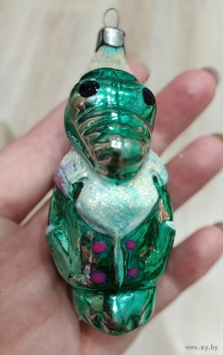Елочные игрушки, стекло, крокодил Гена