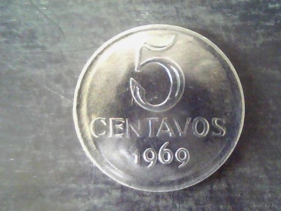 Монеты. Бразилия 10 сентаво 1969.