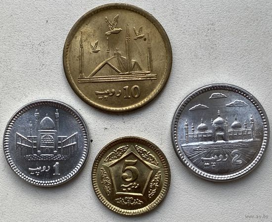 Пакистан 1, 2, 5, 10 рупий 2016, 2019, 2021 гг. Набор