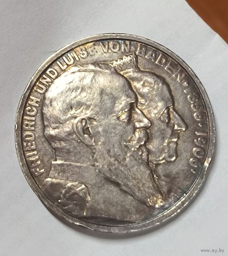 5 марок 1906 Баден свадьба красивая патина