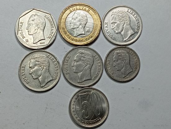 Венесуэла 50 боливар 2001 , 1 боливар 1967 , 1977 , 1989 , 2007 года и 50 сантимов 1965 , 2007 года .