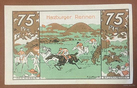 Нотгельд 75 пфеннигов 1921 год. Бад-Гарцбург. Веймарская республика