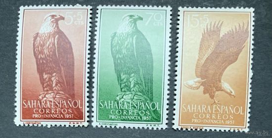 Испанские колонии. Сахара 1957. Птицы 3 марки 170-72