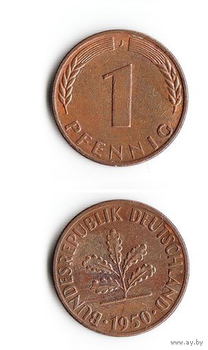 1 пфенниг Германия 1950 года(J)