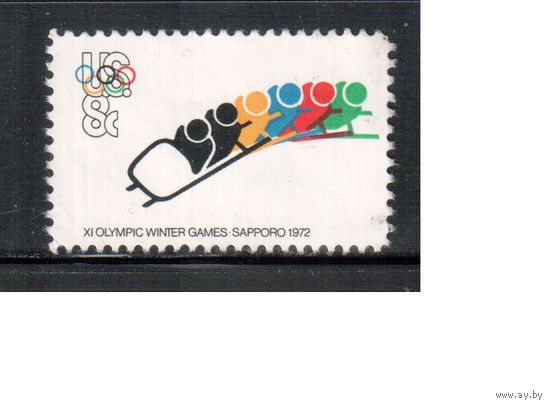 США-1972, (Мих.1075) , * (  без клея)  , Спорт, ОИ-1972, Бобслей