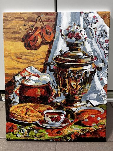 Репродукция натюрморт с самоваром с рубля