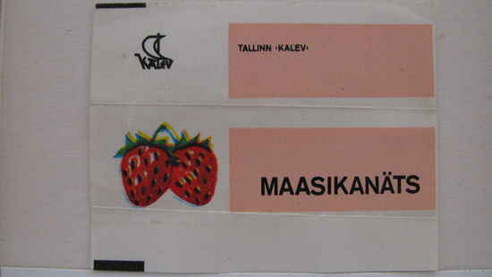 Обертка от жвачки Клубничная, Tallinn Kalev.