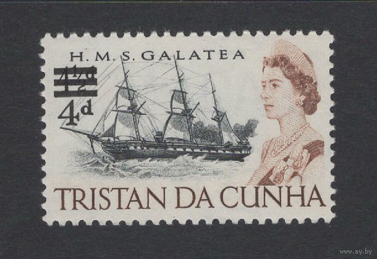 Тристан да Кунья /Tristan da Cunha 1967** Парусный Корабль Новый номинал Елизавета II