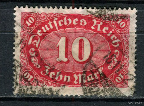 Рейх (Веймарская республика) - 1921 - Цифры 10 M - [Mi.175] - 1 марка. Гашеная.  (Лот 89BC)