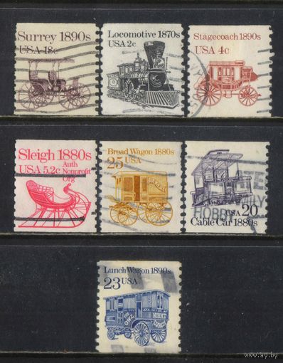 США 1981-91 Экипаж Суррей Локомотив Почтовая карета Сани Хлебный фургон Канатный трамвай Обеденный фургон Стандарт #1480,1590,1597II,1614,1859,2023.2126